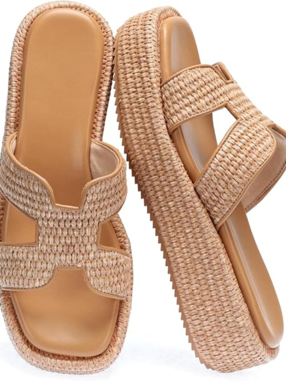 Platform Sandals for Women Slip-On Espadrille Wedges Slides, Flatform Woven Stra